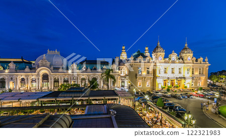 Grand Casino in Monte Carlo day to night timelapse, Monaco. historical building Grand Casino in Monte Carlo day to night timelapse, Monaco. historical building 122321983