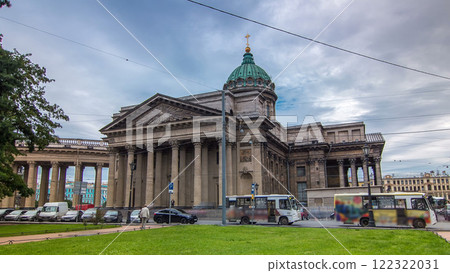Kazan Cathedral or Kazanskiy Kafedralniy Sobor timelapse hyperlapse in Saint Petersburg 122322031