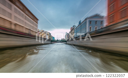 River trips on canals of St. Petersburg Russia timelapse hyperlapse 122322037