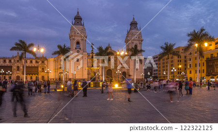 Fountain on The Plaza de Armas day to night timelapse, also known as the Plaza Mayor Fountain on The Plaza de Armas day to night timelapse, also known as the Plaza Mayor 122322125