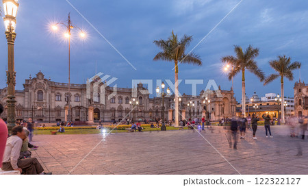 Palacio de Gobierno or The Government Palace also known as House of Pizarro day to night timelapse. 122322127