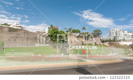 Statues in Chorrillos park timelapse hyperlapse view from the beach in Lima, Peru Statues in Chorrillos park timelapse hyperlapse view from the beach in Lima, Peru 122322133