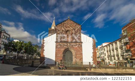 Catholic church in Funchal, Madeira island, Portugal timelapse hyperlapse 122322153