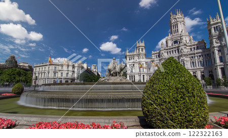 Cibeles fountain at Plaza de Cibeles in Madrid timelapse hyperlapse, Spain Cibeles fountain at Plaza de Cibeles in Madrid timelapse hyperlapse, Spain 122322163
