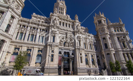 Cibeles Palace timelapse hyperlapse: City Hall of Madrid. In Madrid, Spain Cibeles Palace timelapse hyperlapse: City Hall of Madrid. In Madrid, Spain 122322164