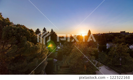 Beautiful sunset timelapse at Sabatini gardens near Royal palace in Madrid, Spain Beautiful sunset timelapse at Sabatini gardens near Royal palace in Madrid, Spain 122322168