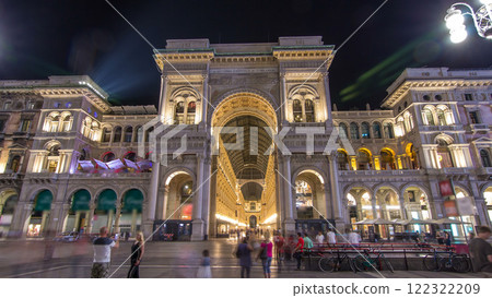 Night view of Vittorio Emanuele II Gallery timelapse hyperlapse in Milan, Italy Night view of Vittorio Emanuele II Gallery timelapse hyperlapse in Milan, Italy 122322209