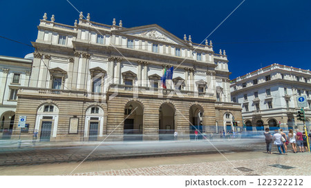 Main concert hall of Teatro alla Scala, an opera house timelapse hyperlapse in Milan, Italy. 122322212