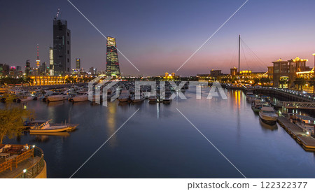 Yachts and boats at the Sharq Marina day to night timelapse hyperlapse in Kuwait. Kuwait City, Middle East Yachts and boats at the Sharq Marina day to night timelapse hyperlapse in Kuwait. Kuwait City, Middle East 122322377