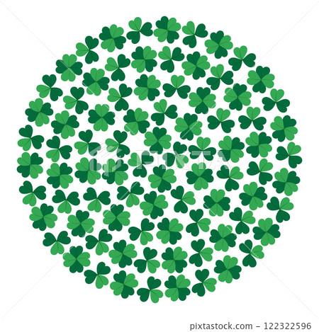 Quatrefoil and Shamrocks Circular monochrome Background Texture. St Patrick Day greeting backdrop Quatrefoil and Shamrocks Circular monochrome Background Texture. St Patrick Day greeting backdrop 122322596