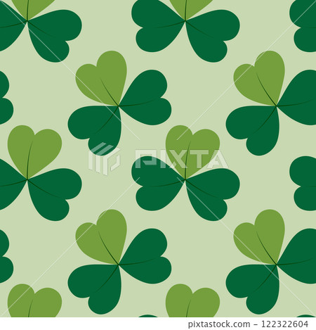 Abstract Shamrocks Seamless Pattern in monochrome green. St Patrick Day greeting background concept 122322604