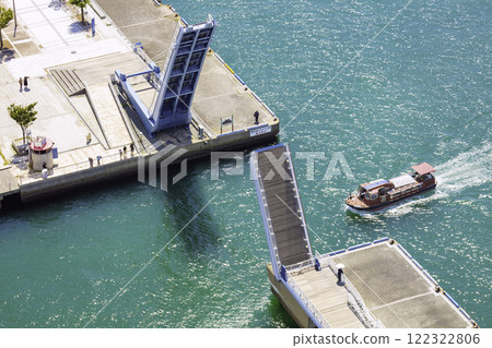 Japan's largest pedestrian-only drawbridge: Blue Wing Moji (Kitakyushu, Fukuoka Prefecture) 122322806