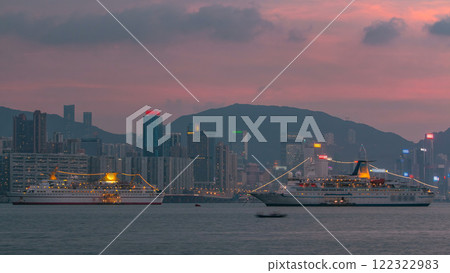 Hong Kong city day to night, view from kowloon bay downtown timelapse Hong Kong city day to night, view from kowloon bay downtown timelapse 122322983