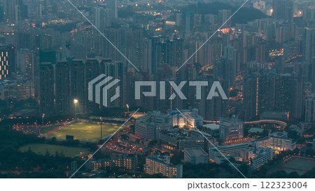 Fei ngo shan Kowloon Peak day to night timelapse Hong Kong cityscape skyline. Fei ngo shan Kowloon Peak day to night timelapse Hong Kong cityscape skyline. 122323004