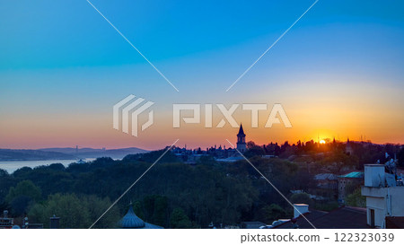 Sunrise at the Istanbul from top with Bosphorus Bridge and Topkapi Palace Museum timelapse - Istanbul - Turkey Sunrise at the Istanbul from top with Bosphorus Bridge and Topkapi Palace Museum timelapse - Istanbul - Turkey 122323039
