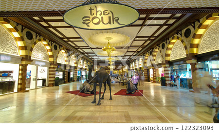 The Souq with camels in shoping mall timelapse hyperlapse The Souq with camels in shoping mall timelapse hyperlapse 122323093
