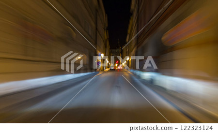 Drive at fast speed at the night streets timelapse hyperlapse drivelapse. 122323124