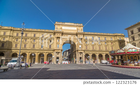 Republic Square timelapse hyperlapse with the arch in honor of the first king of united Italy, Victor Emmanuel II. Republic Square timelapse hyperlapse with the arch in honor of the first king of united Italy, Victor Emmanuel II. 122323176