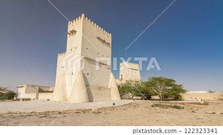 Barzan Towers timelapse hyperlapse, watchtowers near Doha - Qatar 122323341