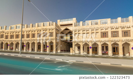 Souq Waqif timelapse hyperlapse in Doha, Qatar. 122323473