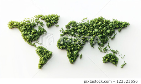 world map made of lush green trees symbolizes global environmental awareness. ai generative world map made of lush green trees symbolizes global environmental awareness. ai generative 122323656
