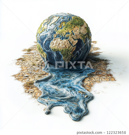 melting Earth globe symbolizes global warming and environmental impact. ai generative 122323658