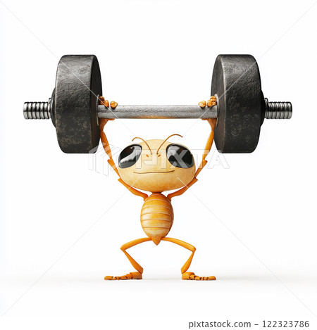 ant lifting heavy barbell with determination and strength. ai generative 122323786