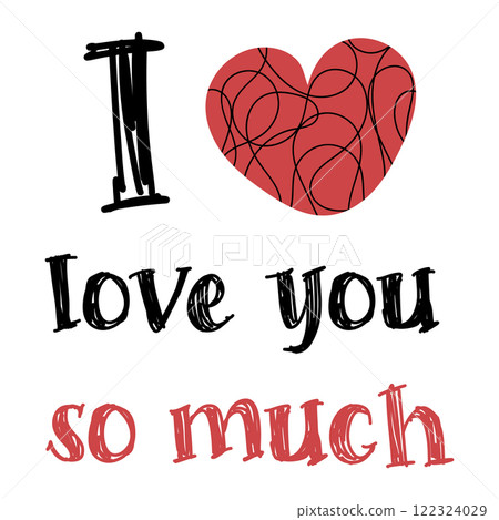 I love you so much. Vector design with heart symbol and text. Modern design for romantic poster, card, banner, flyer, print. I love you so much. Vector design with heart symbol and text. Modern design for romantic poster, card, banner, flyer, print. 122324029