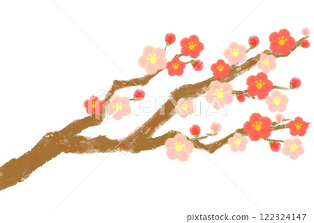 Watercolor illustration of plum blossoms (red and pink) Watercolor illustration of plum blossoms (red and pink) 122324147