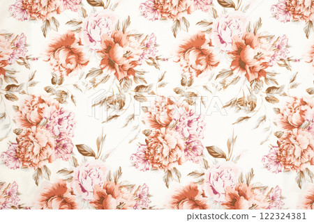 Fragment of colorful retro tapestry textile pattern with floral ornament useful as background. Fragment of colorful retro tapestry textile pattern with floral ornament useful as background. 122324381