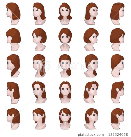 各種髮型的女性插畫素材 各種髮型的女性插畫素材 122324658