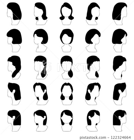 Illustration material of women with various hairstyles 122324664