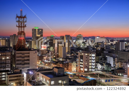 Evening view from the observation lobby of Toyohashi City Hall, Toyohashi City 122324892