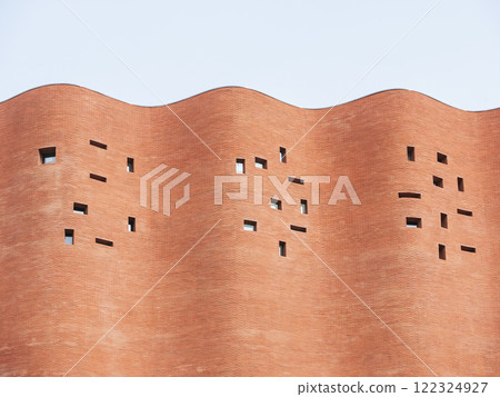 Brick wall curve random square pattern Architecture details 122324927