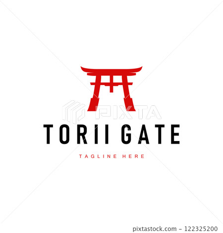 Japan torii gate logo japanese histori gate with minimalist concept is simple silhouette temple icon design 122325200