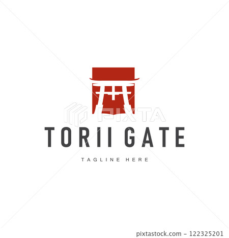 Japan torii gate logo japanese histori gate with minimalist concept is simple silhouette temple icon design 122325201