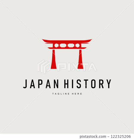Japan torii gate logo japanese histori gate with minimalist concept is simple silhouette temple icon design 122325206