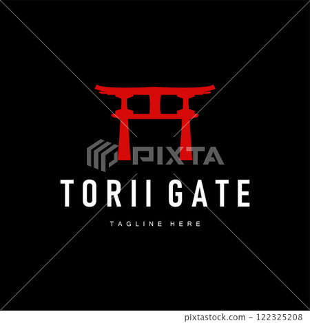 Japan torii gate logo japanese histori gate with minimalist concept is simple silhouette temple icon design 122325208