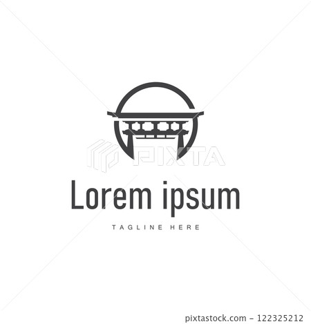 Japan torii gate logo japanese histori gate with minimalist concept is simple silhouette temple icon design 122325212