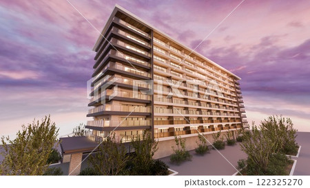 Apartment that stains in the setting sun Apartment that stains in the setting sun 122325270