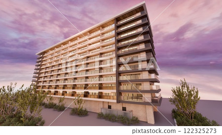 Apartment that stains in the setting sun 122325273