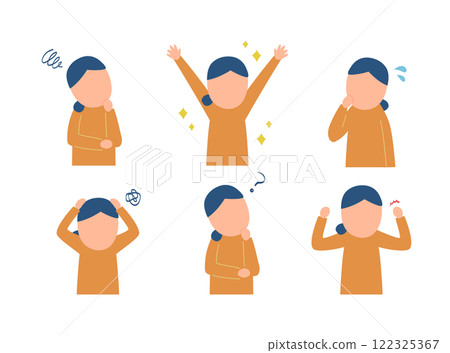 一個有各種情緒的女人的插圖 一個有各種情緒的女人的插圖 122325367