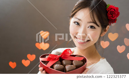 Young woman with valentine present 122325377