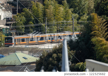 The Musashino Line runs through a residential area near Shin-Matsudo Station. The Musashino Line runs through a residential area near Shin-Matsudo Station. 122325682
