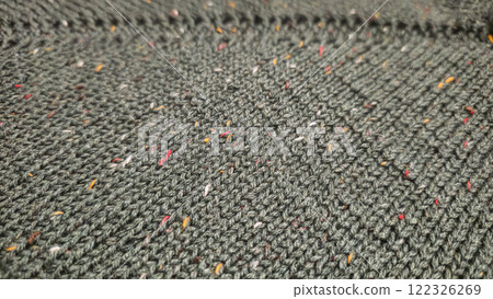 Knitted product from dark threads. Knitting a neck for a men's sweater. Knitted product from dark threads. Knitting a neck for a men's sweater. 122326269