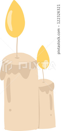 A serene "Light Candle" clipart with a glowing flame, perfect for religious, spiritual, and peaceful artwork, as well as home decor, birthday celebrations, and Christmas designs. 122326321