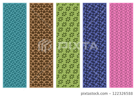 Collection of vintage colorful decorative seamless geometric patterns. Fabric repeatable backgrounds. Mosaic endless textures. Cloth vibrant prints 122326588