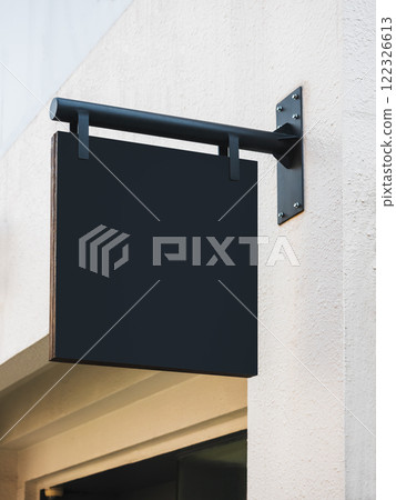 Mock up Sign Black square signage hanging Shop logo Business  122326613