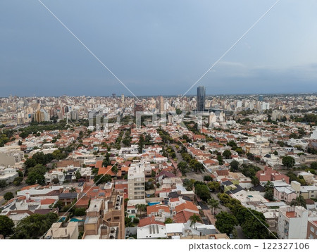 Panoramic view of the city from the tower of the Cardinales Cofico complex before the rain 122327106