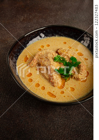Satsivi, chicken in walnut sauce Baghe , cold dish, Georgian cuisine, homemade, no people, 122327483